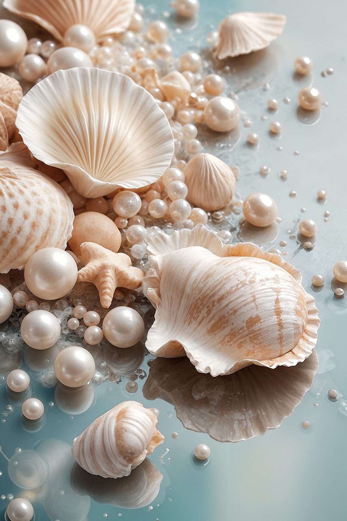 Conchas junto ao azul — design completo
