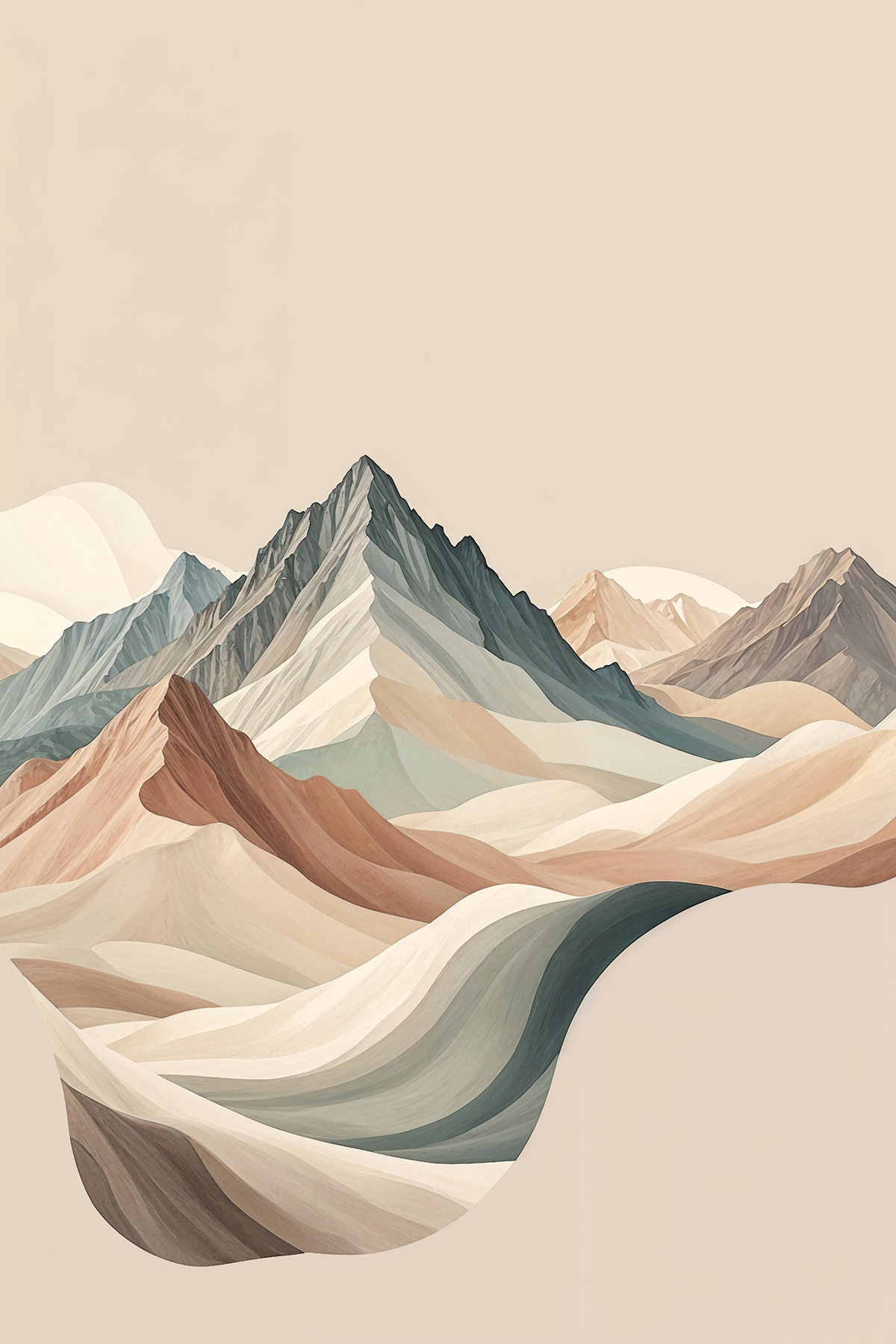 Montanhas como ondas suaves — design completo