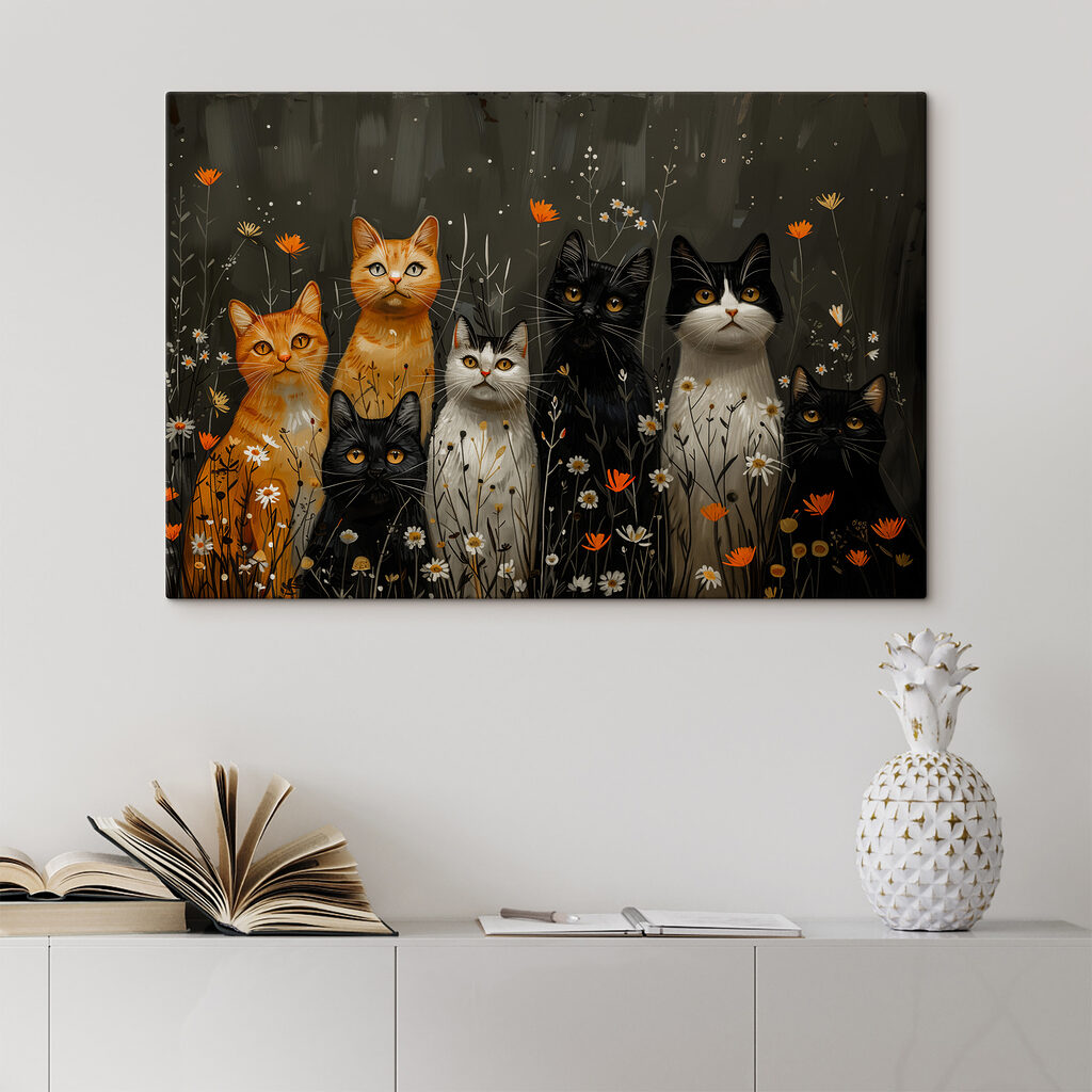Gatos num prado florido — interior 2
