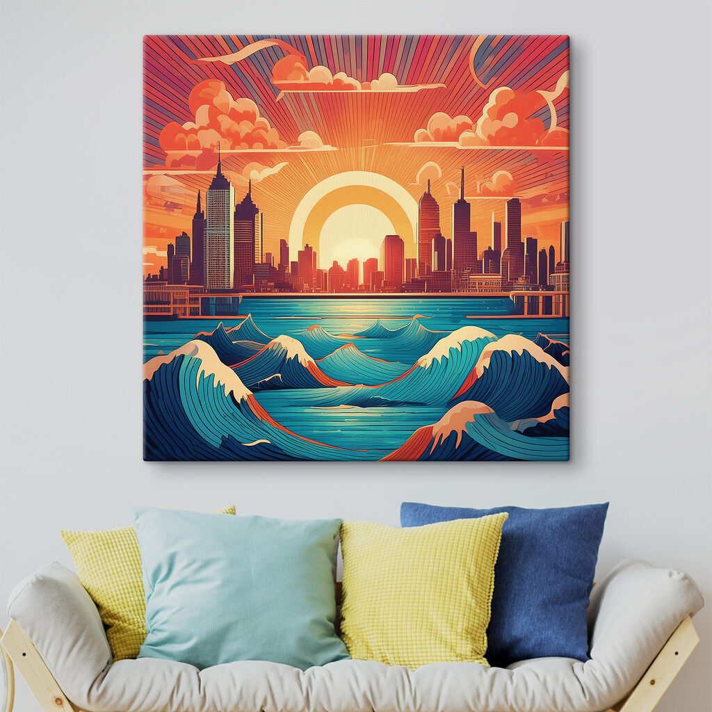 Cidade sobre ondas azuis — interior 2