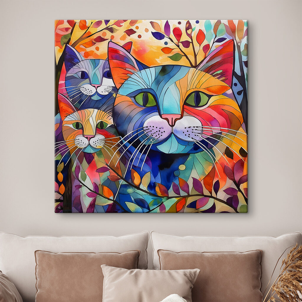 Três gatos entre cores — interior 2