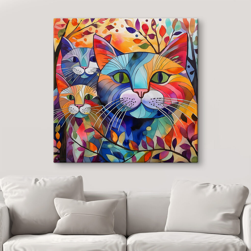 Três gatos entre cores — interior 1