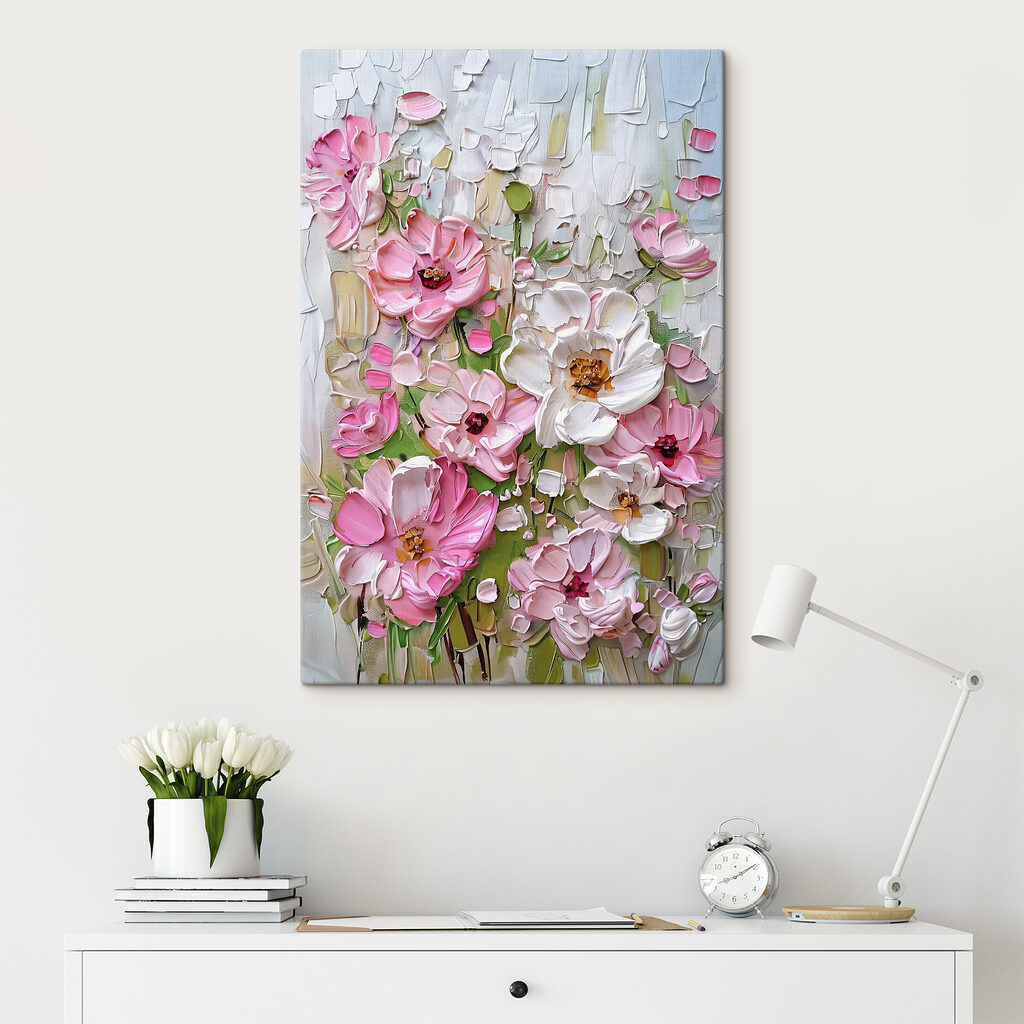 Flores cor-de-rosa em branco — interior 2