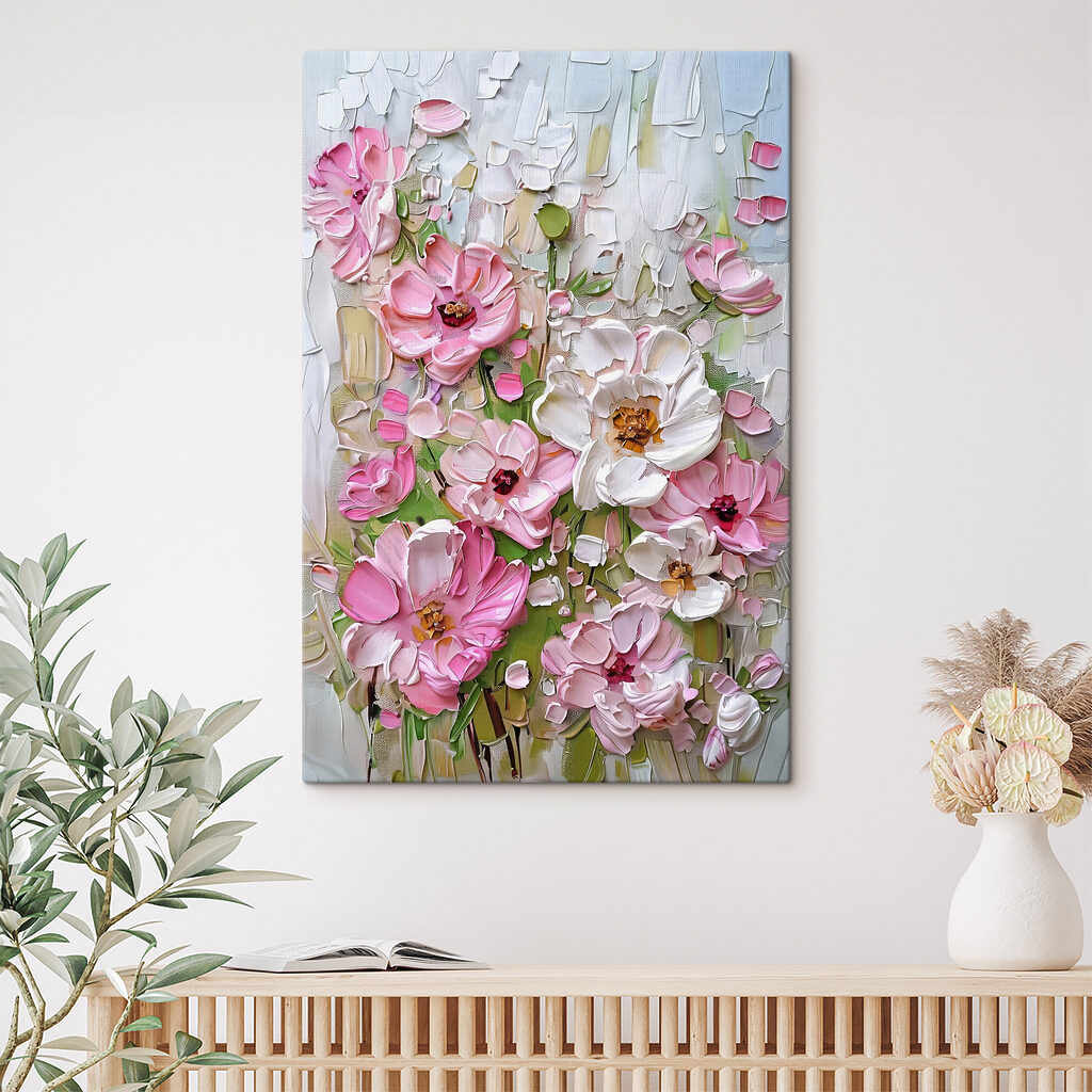 Flores cor-de-rosa em branco — interior 1