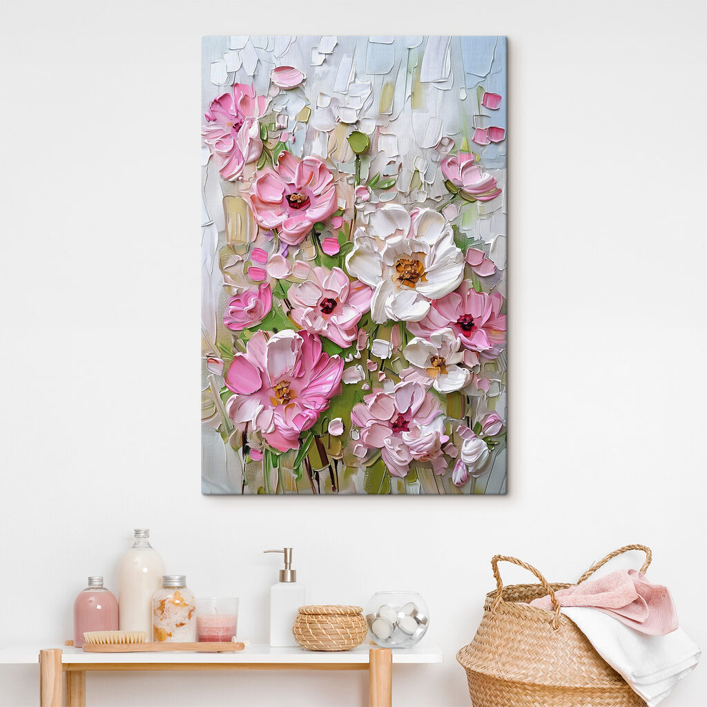 Flores cor-de-rosa em branco — interior 3