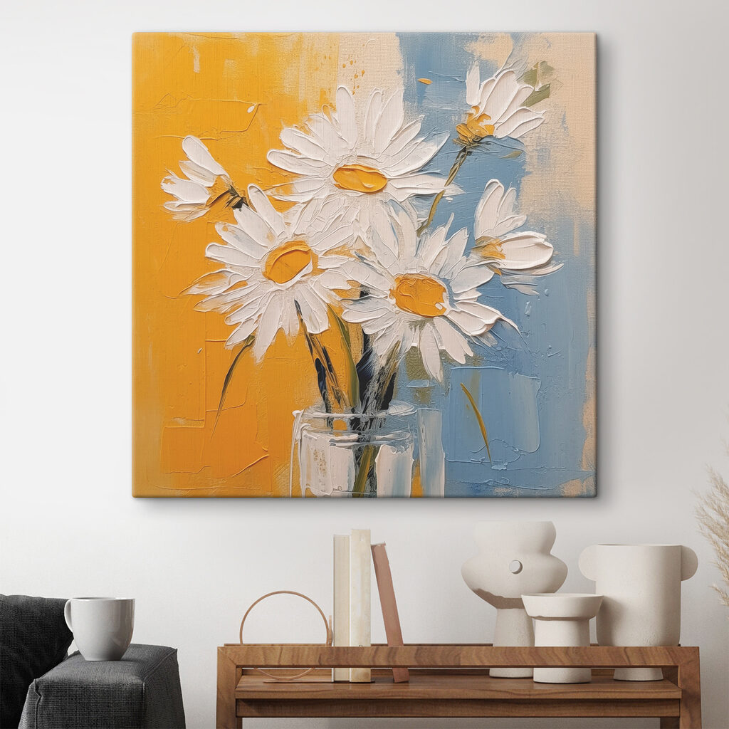 Margaridas em amarelo-azul — interior 1