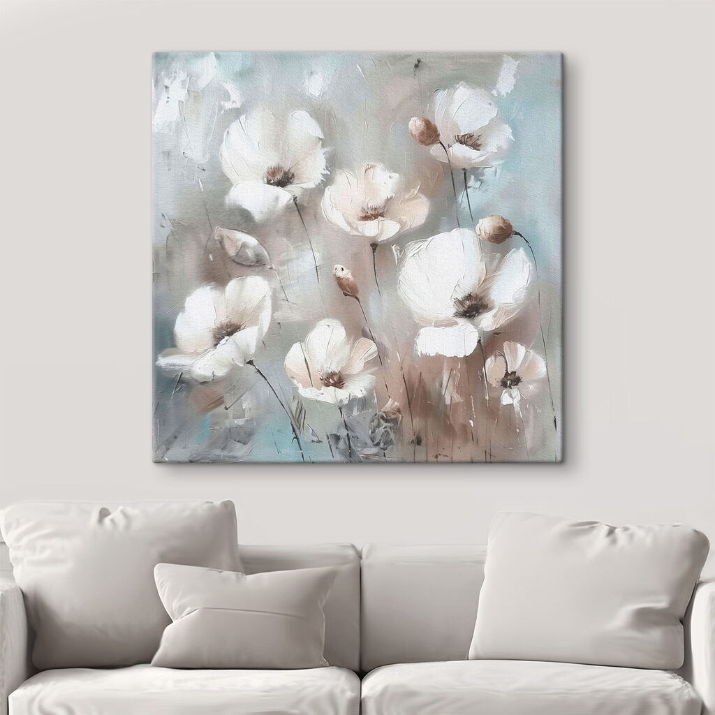 Flores brancas em cinzento — interior 1