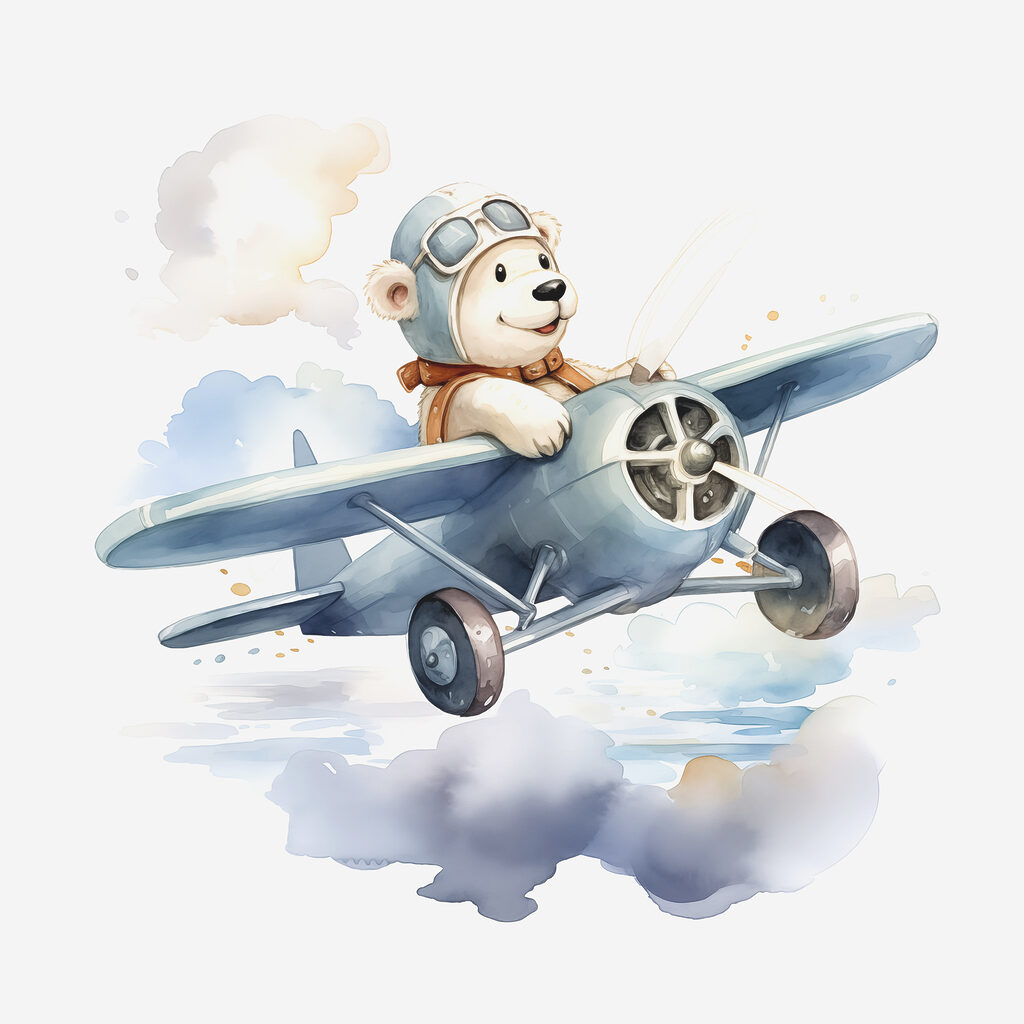Ursinho voa entre nuvens — design completo