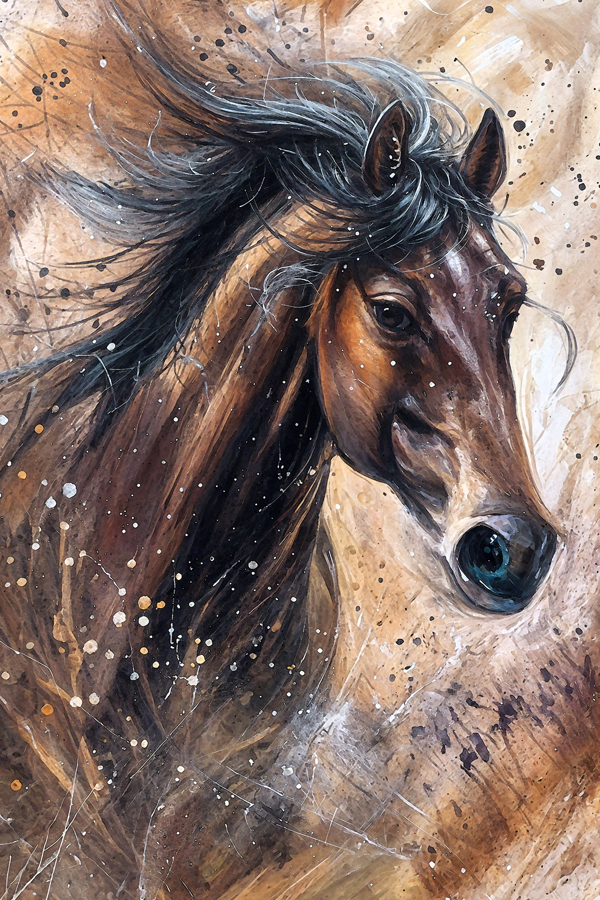 Cavalo de crina solta — design completo