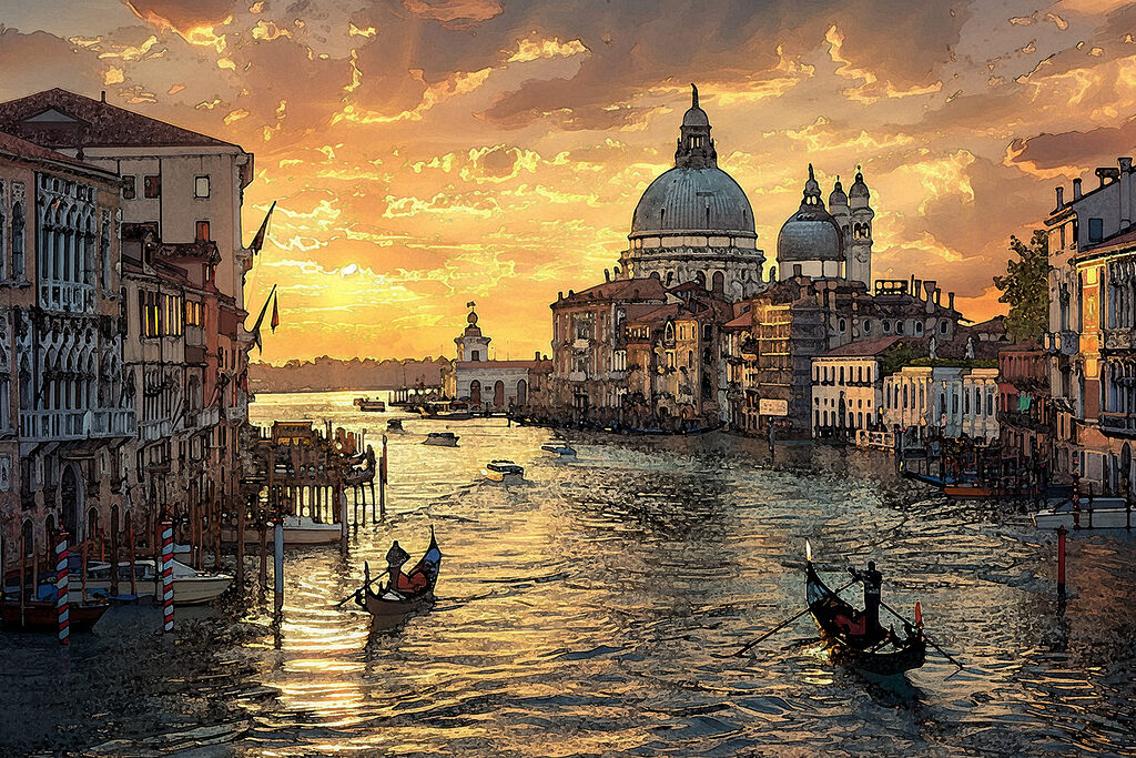 Veneza ao entardecer — design completo