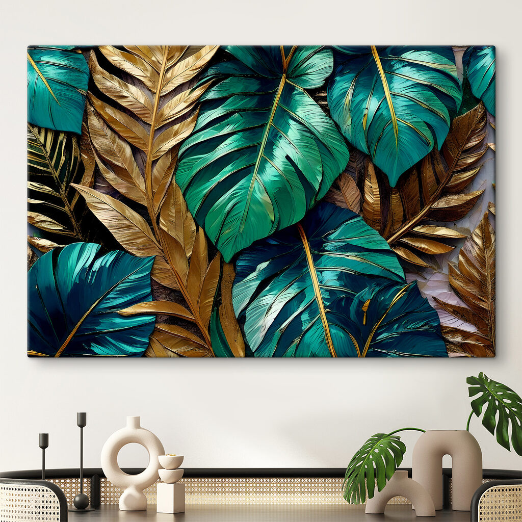 Folhas tropicais douradas — interior 1