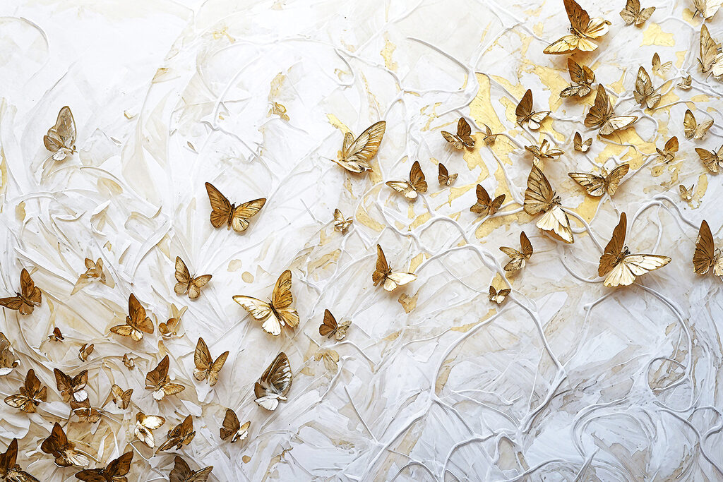 Borboletas sobre branco — design completo