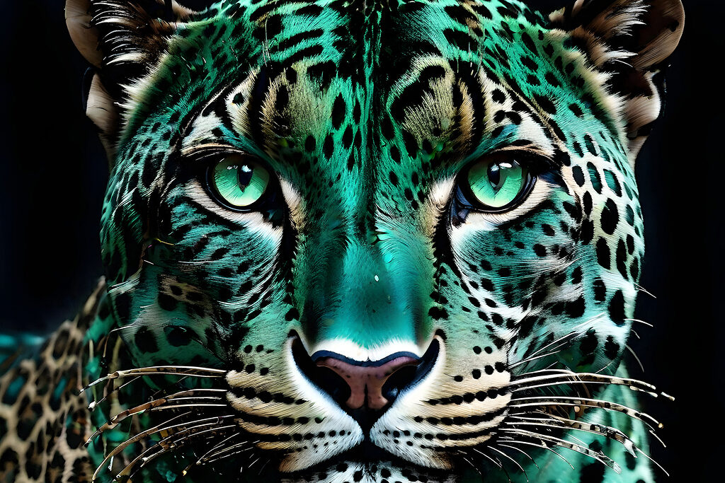 Leopardo em sombra esmeralda — design completo
