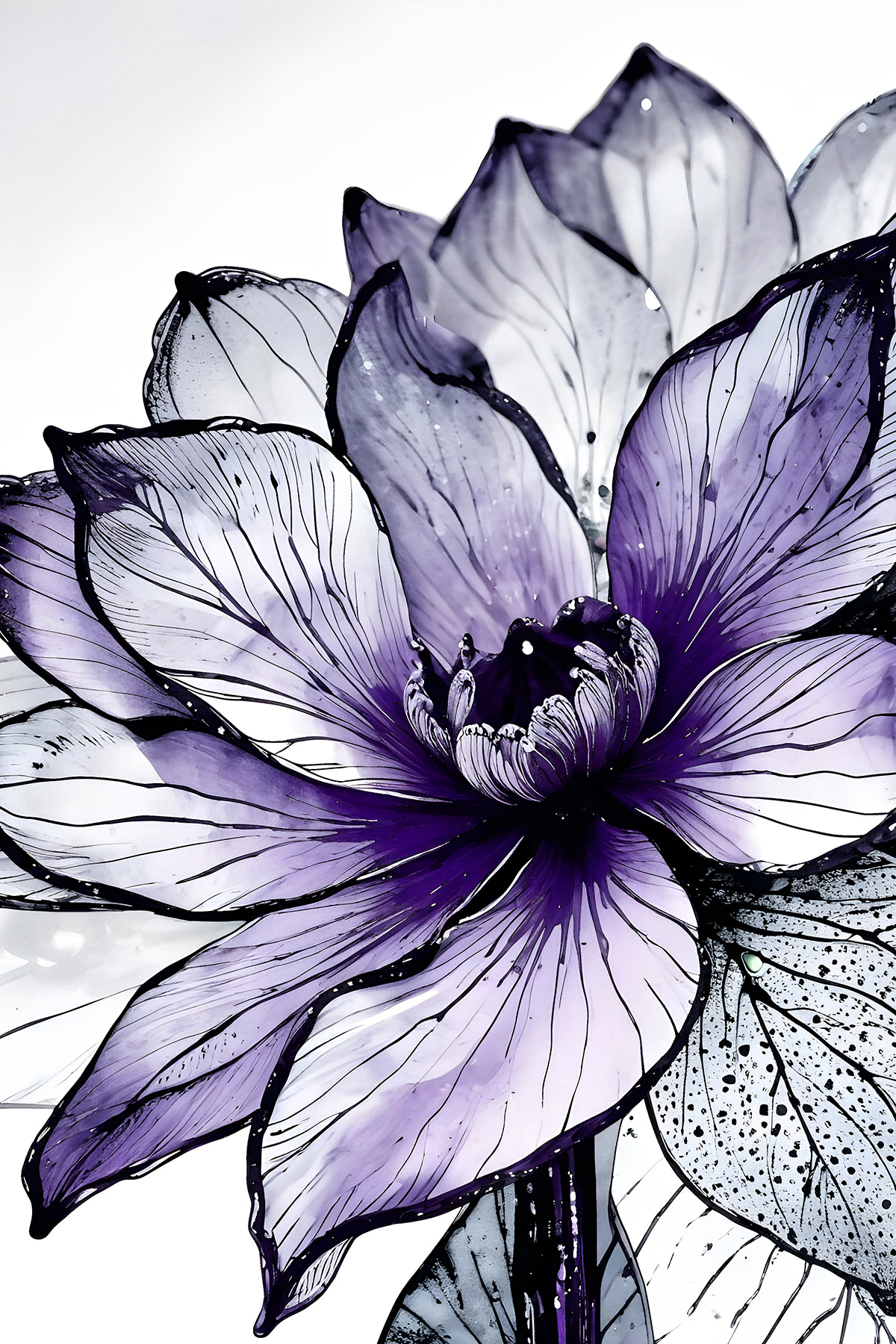 Flor roxa, traço fino — design completo