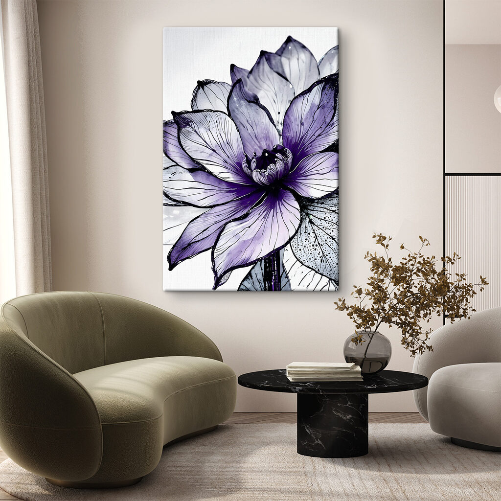 Flor roxa, traço fino — interior 1