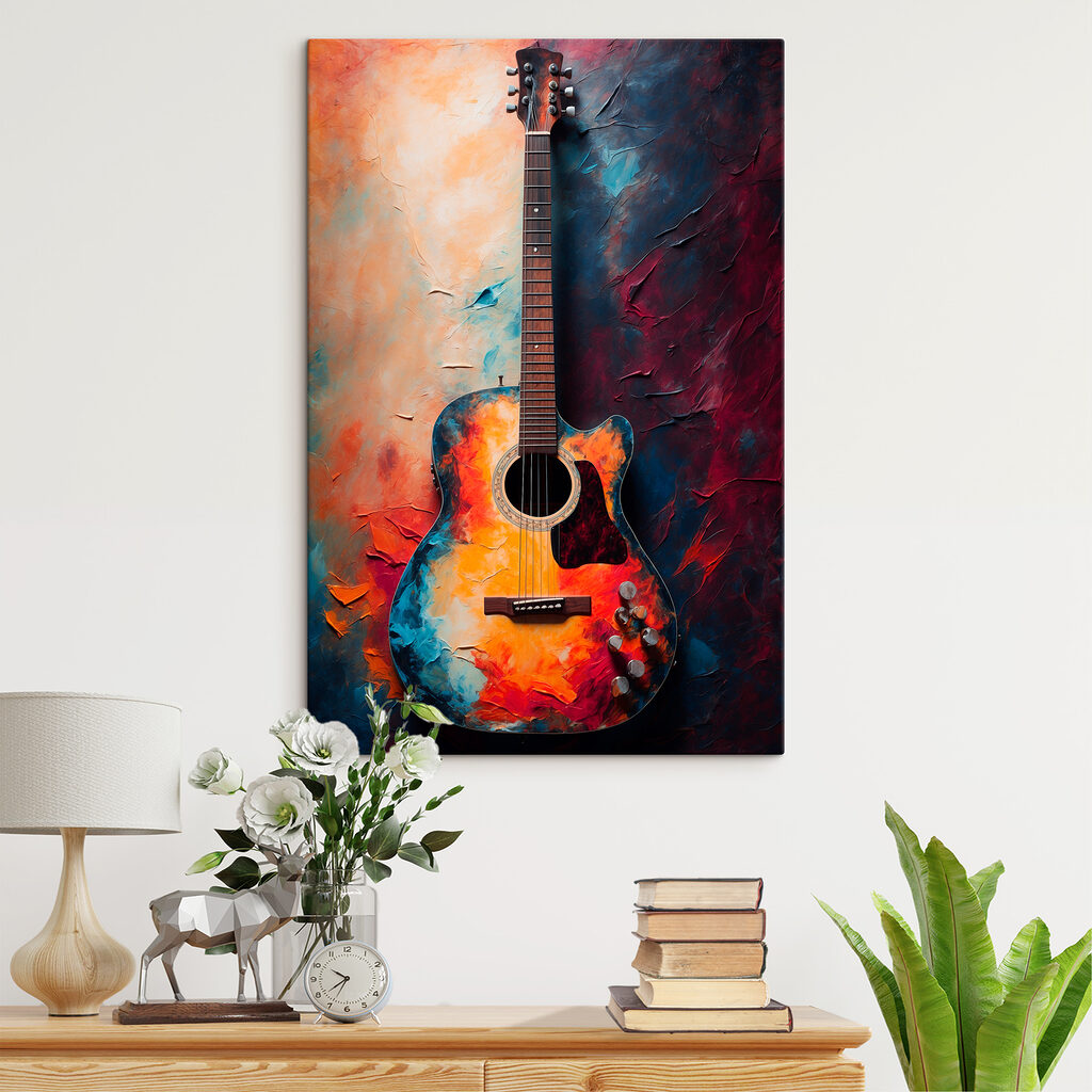 Guitarra entre tintas quentes — interior 2