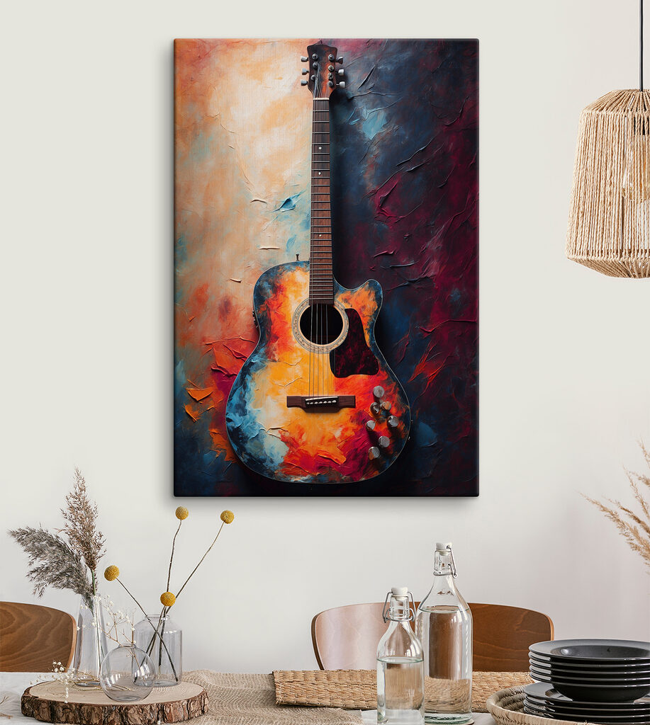 Guitarra entre tintas quentes — interior 3