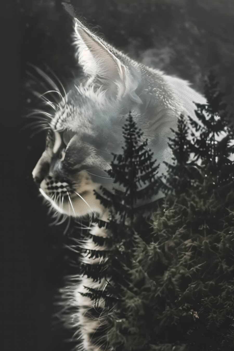 Gato com floresta — design completo
