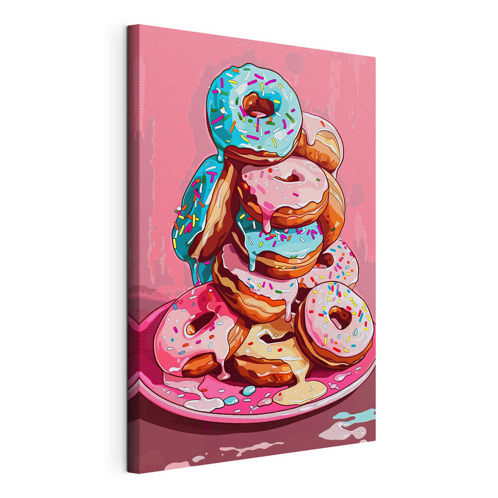 Donuts empilhados, tela esticada e borda contínua