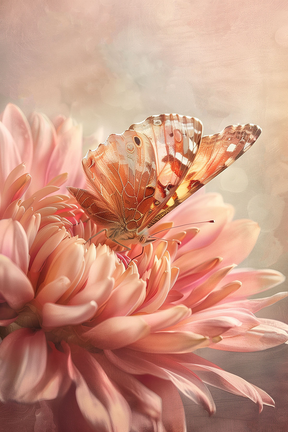 Borboleta em flor rosa — design completo