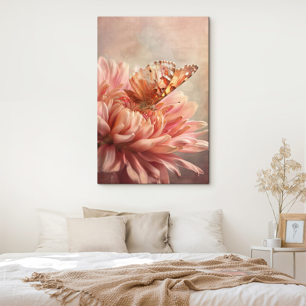 Borboleta em flor rosa — interior 2