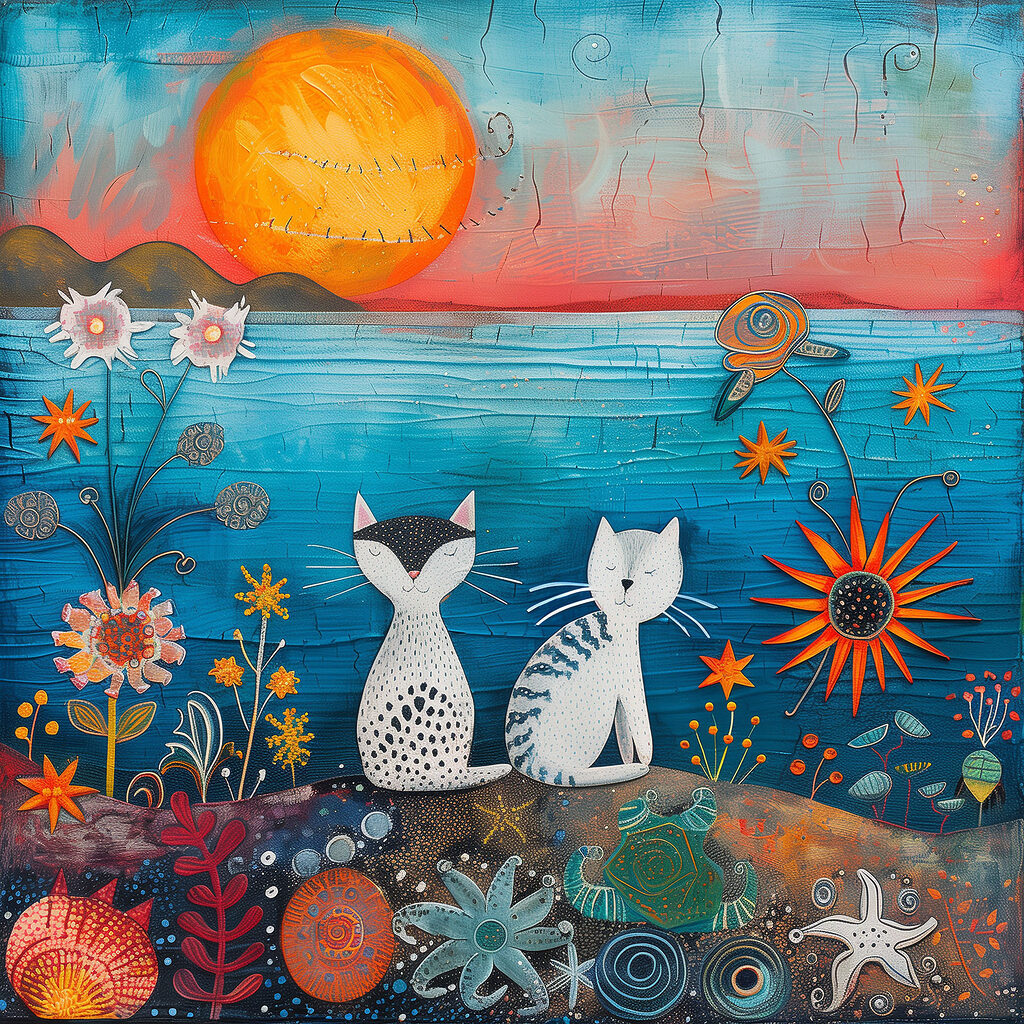 Dois gatos brancos — design completo