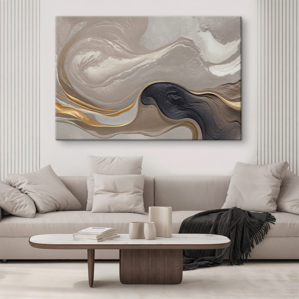 Ondas cinzentas, linhas douradas — interior 2