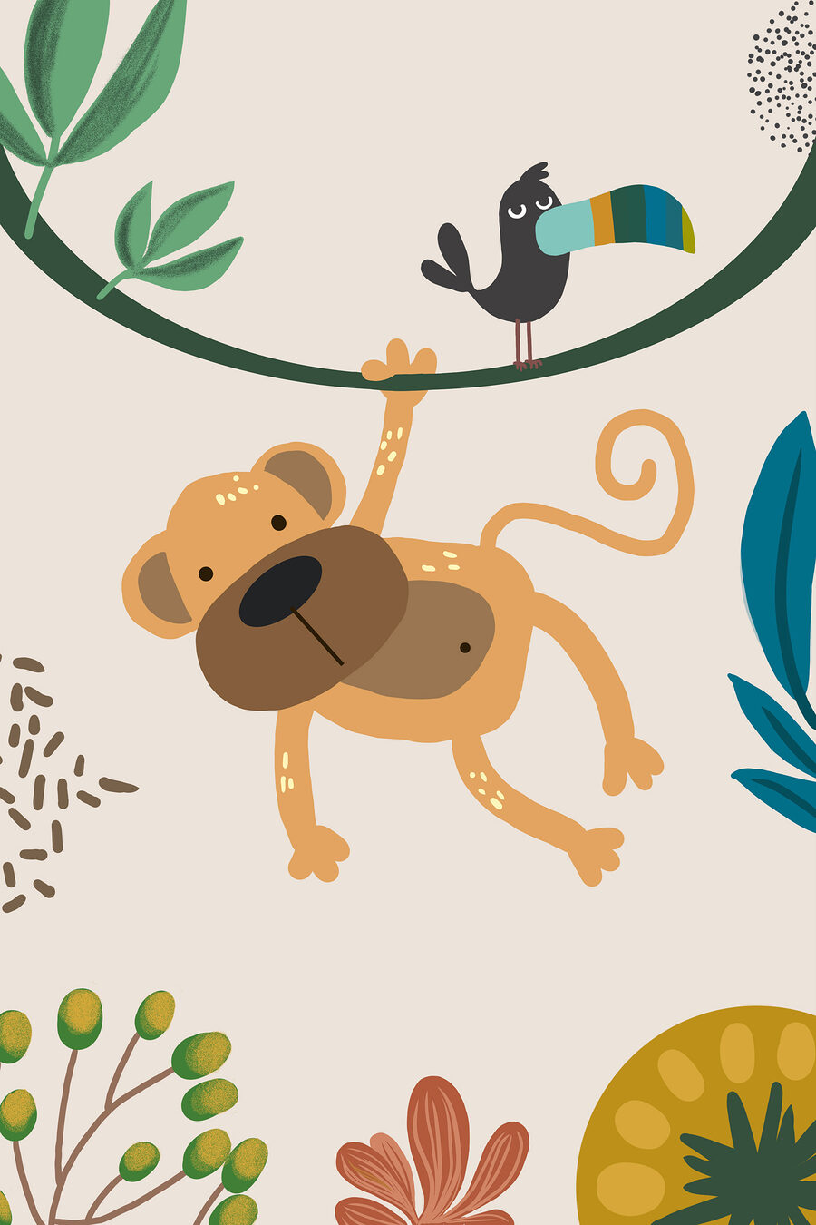 Macaquinho num ramo — design completo
