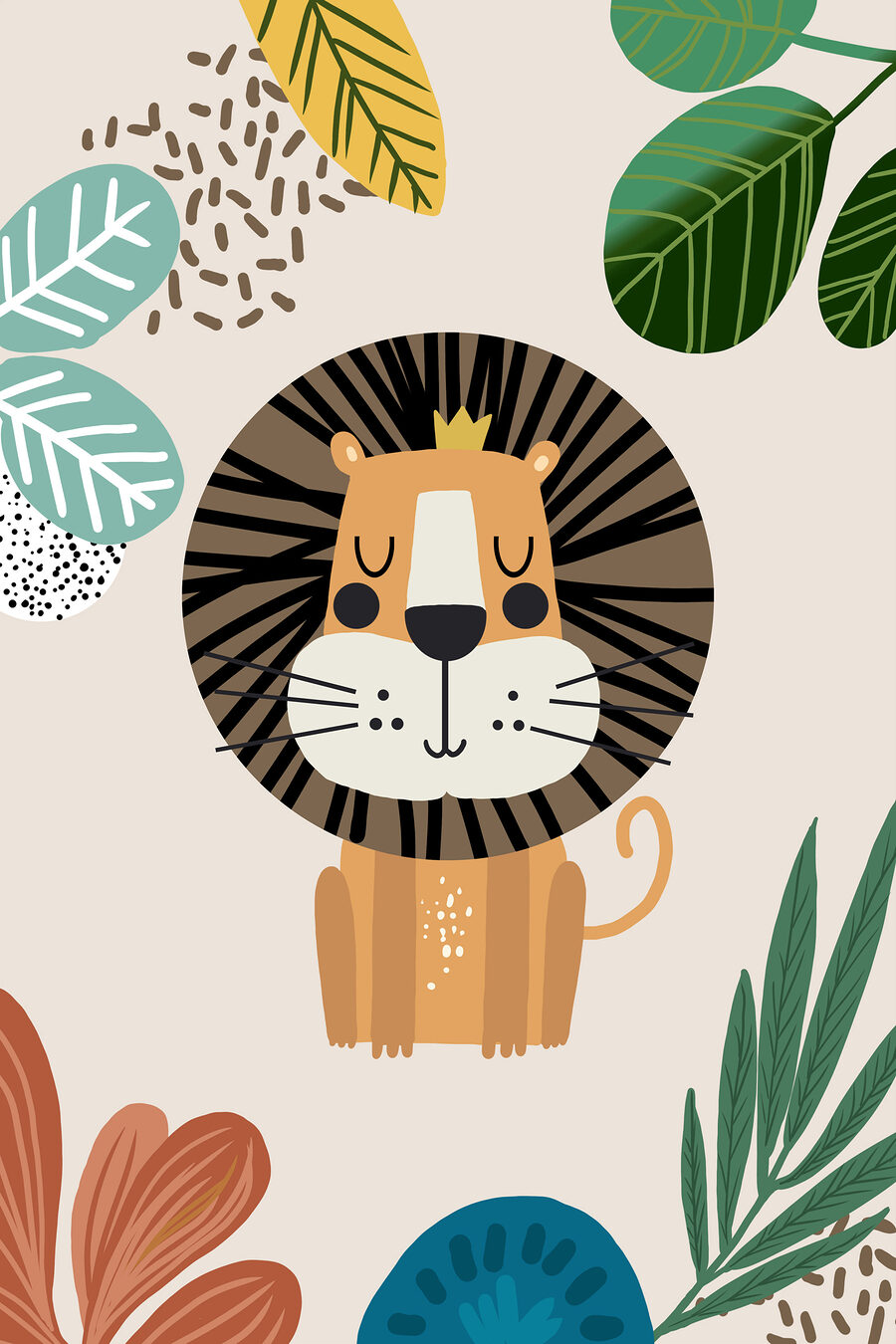 Leãozinho entre folhas — design completo
