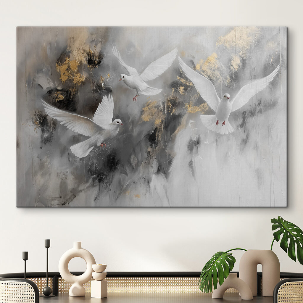 Aves brancas a subir — interior 1