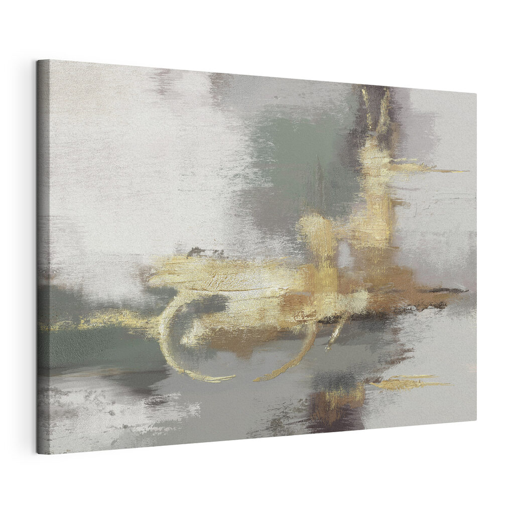 Curvas douradas abstratas, tela esticada e borda contínua