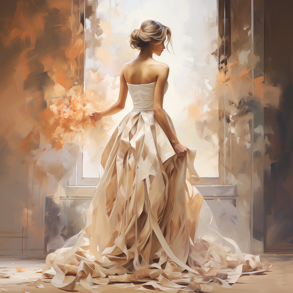 Vestido de pregas claras — design completo