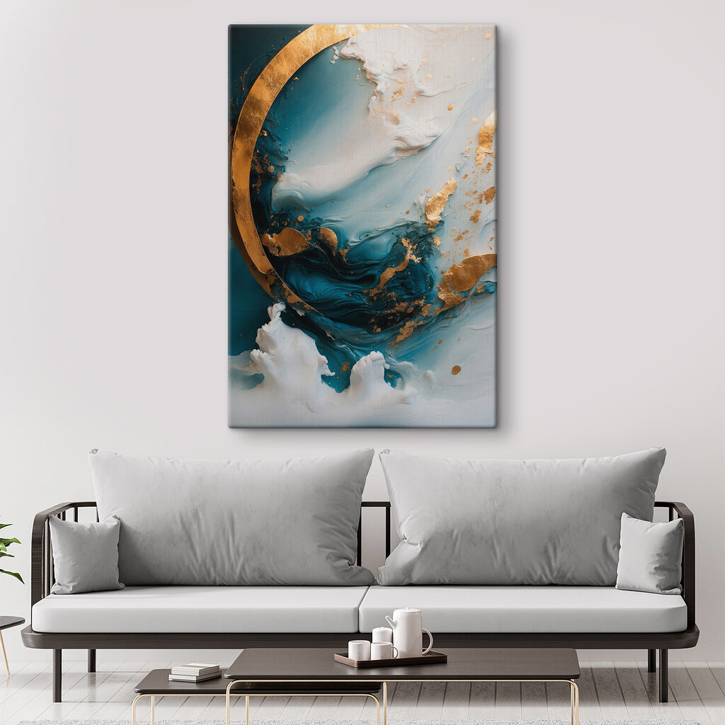 Arco dourado em turquesa — interior 1