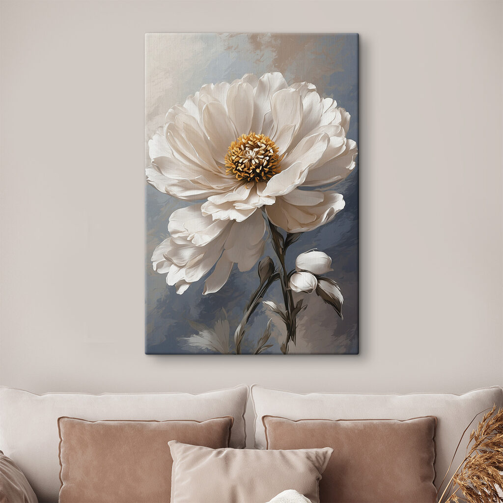 Flor branca, estames dourados — interior 2