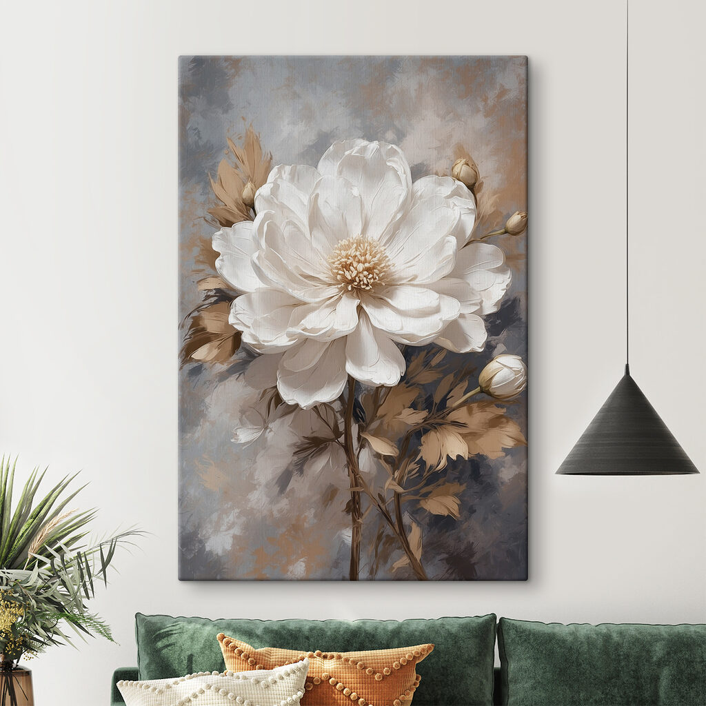 Flores brancas, folhas ocre — interior 1