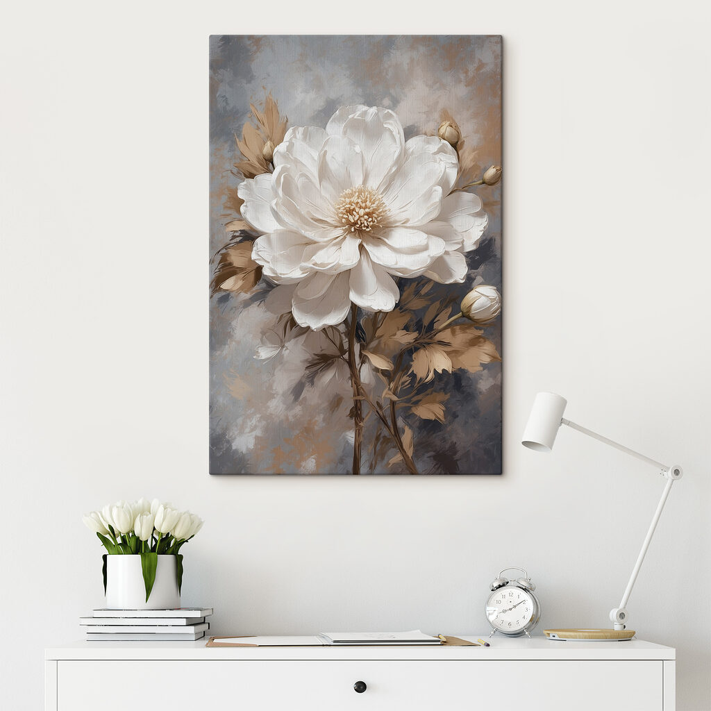 Flores brancas, folhas ocre — interior 2