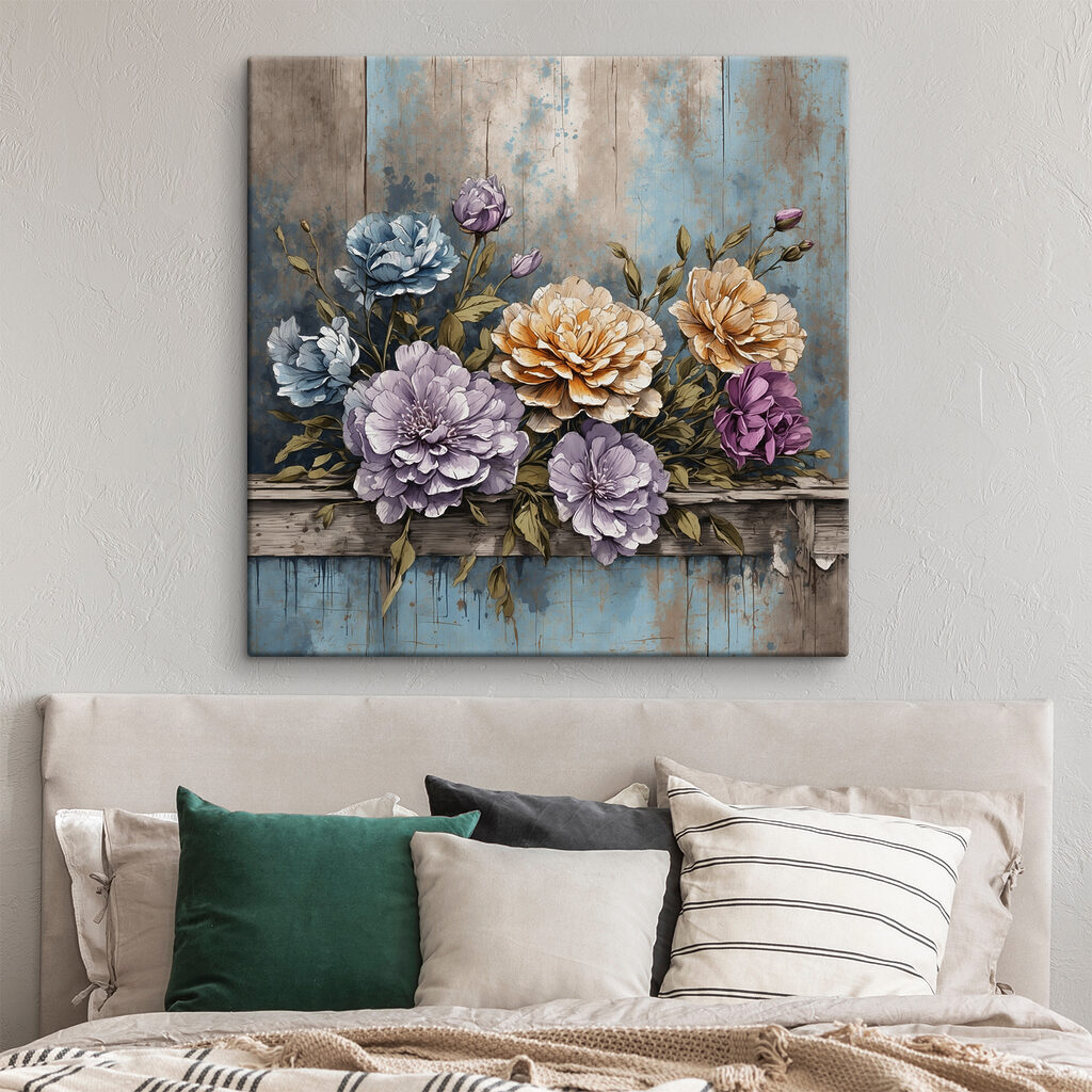 Flores sobre orla azul — interior 3