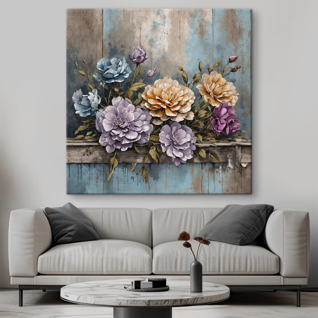 Flores sobre orla azul — interior 1
