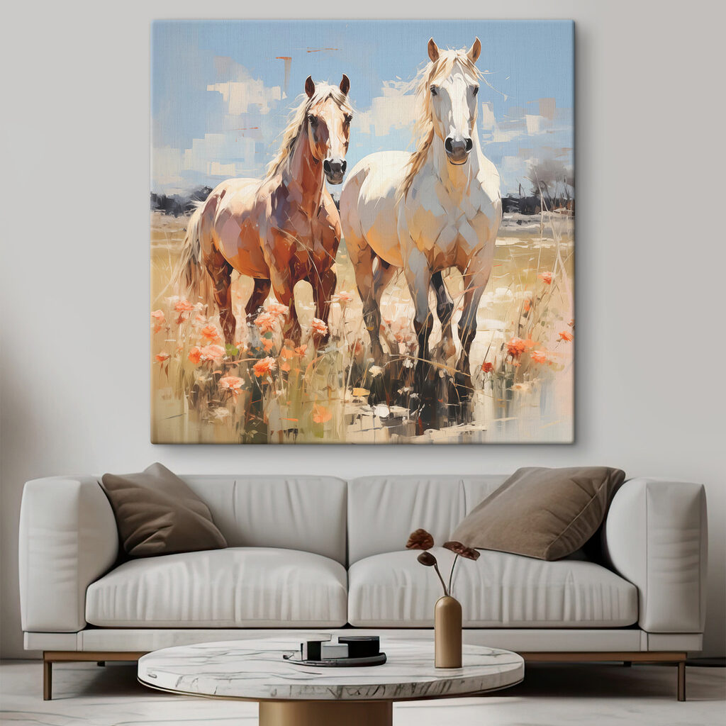 Cavalos num prado florido — interior 2