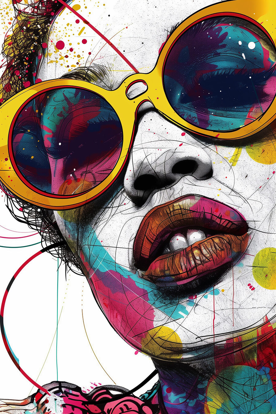 Retrato pop de óculos — design completo