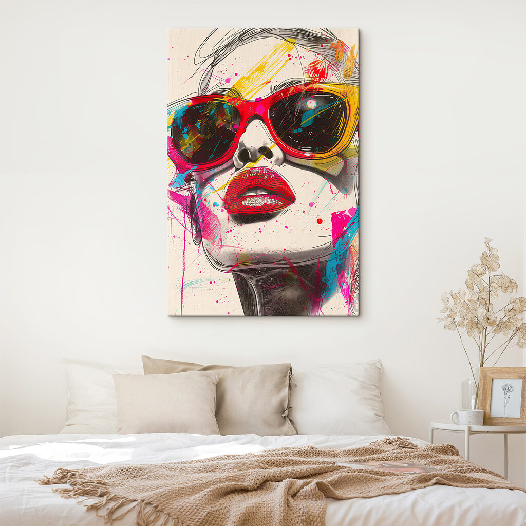 Retrato de óculos vermelhos — interior 1