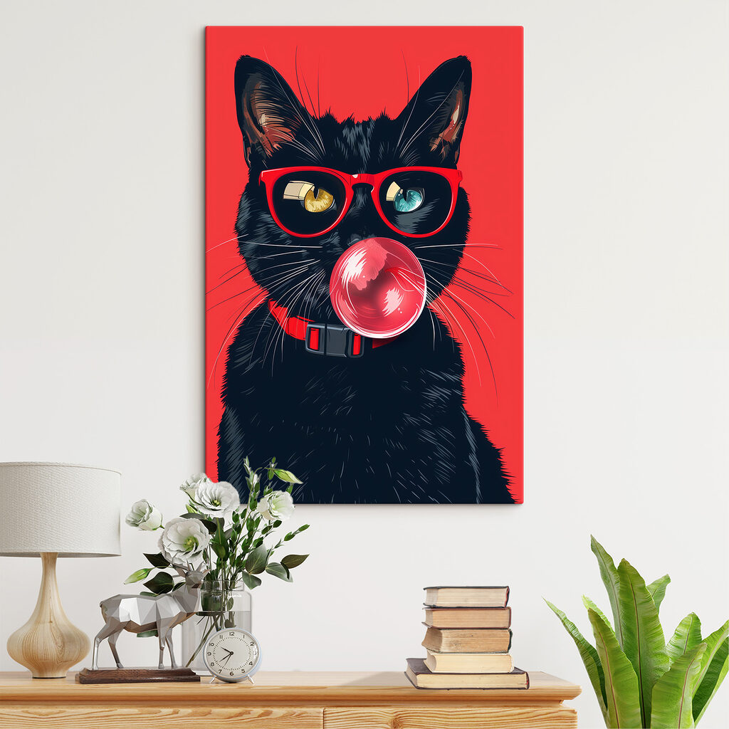 Gato de óculos vermelhos — interior 2