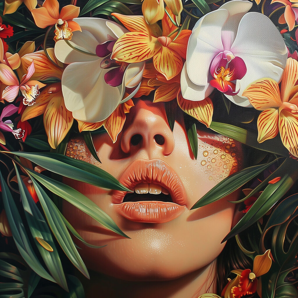 Retrato entre orquídeas — design completo