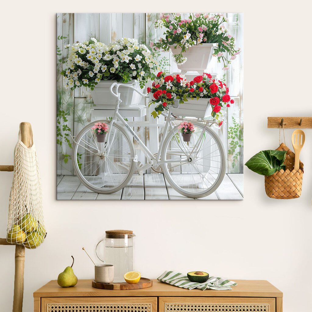 Bicicleta branca, rosas vermelhas — interior 2