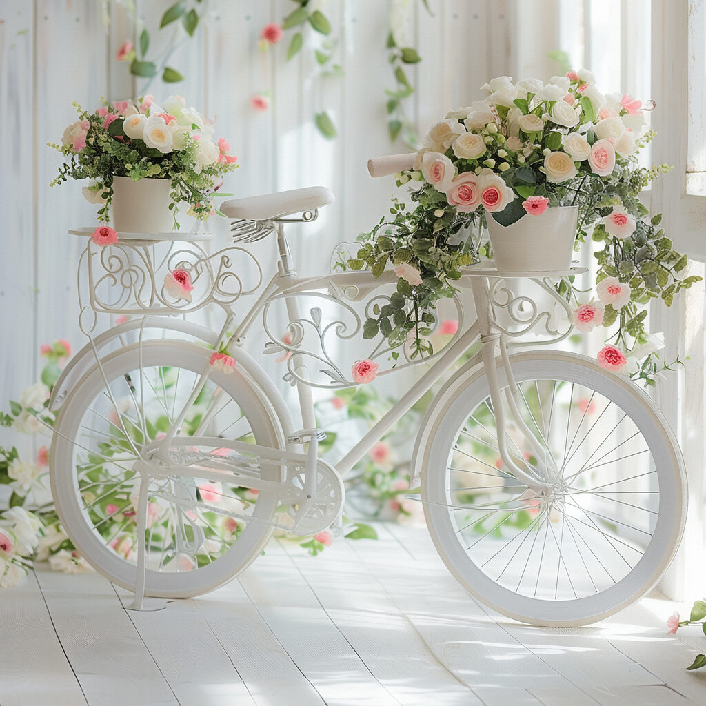 Bicicleta com flores cor-de-rosa — design completo