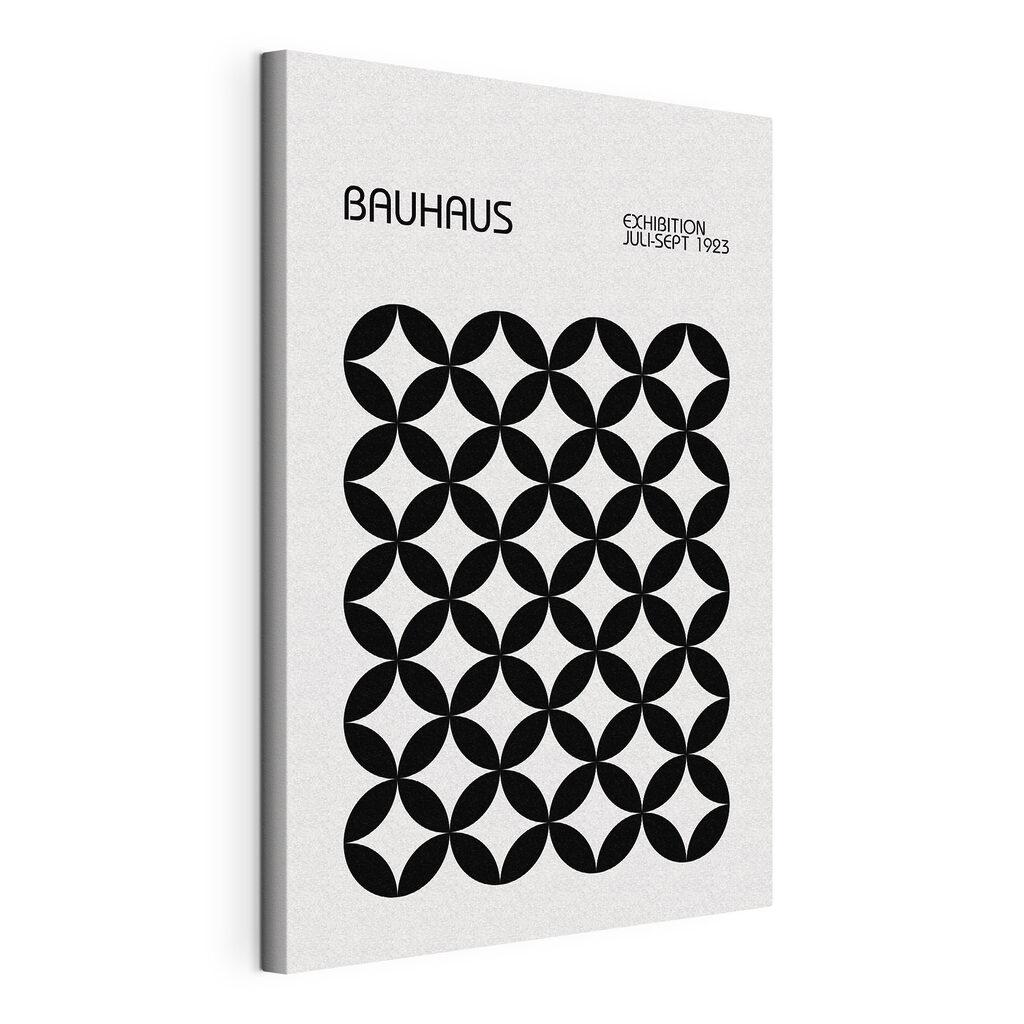 Círculos Bauhaus em preto, tela esticada e borda contínua