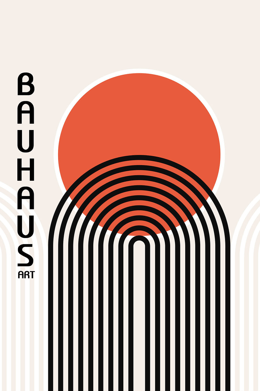 Bauhaus sob sol laranja-avermelhado — design completo