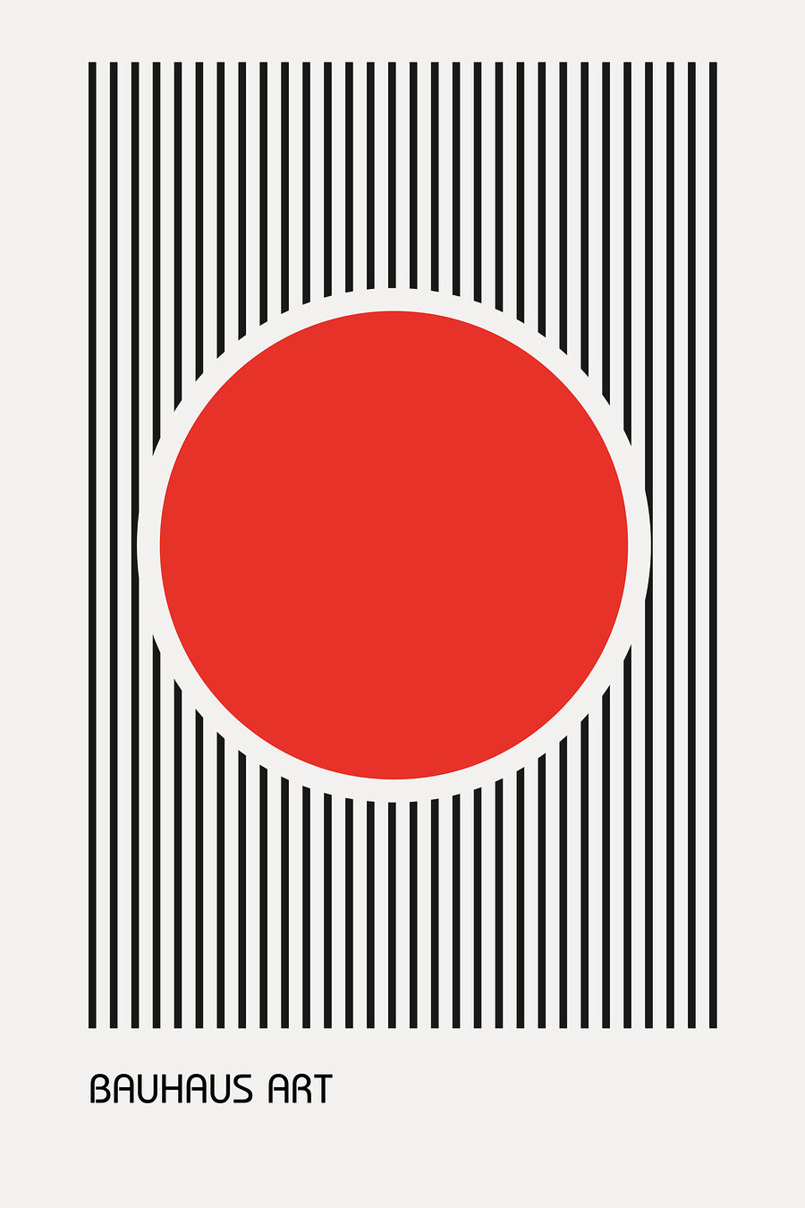 Círculo vermelho entre riscas — design completo