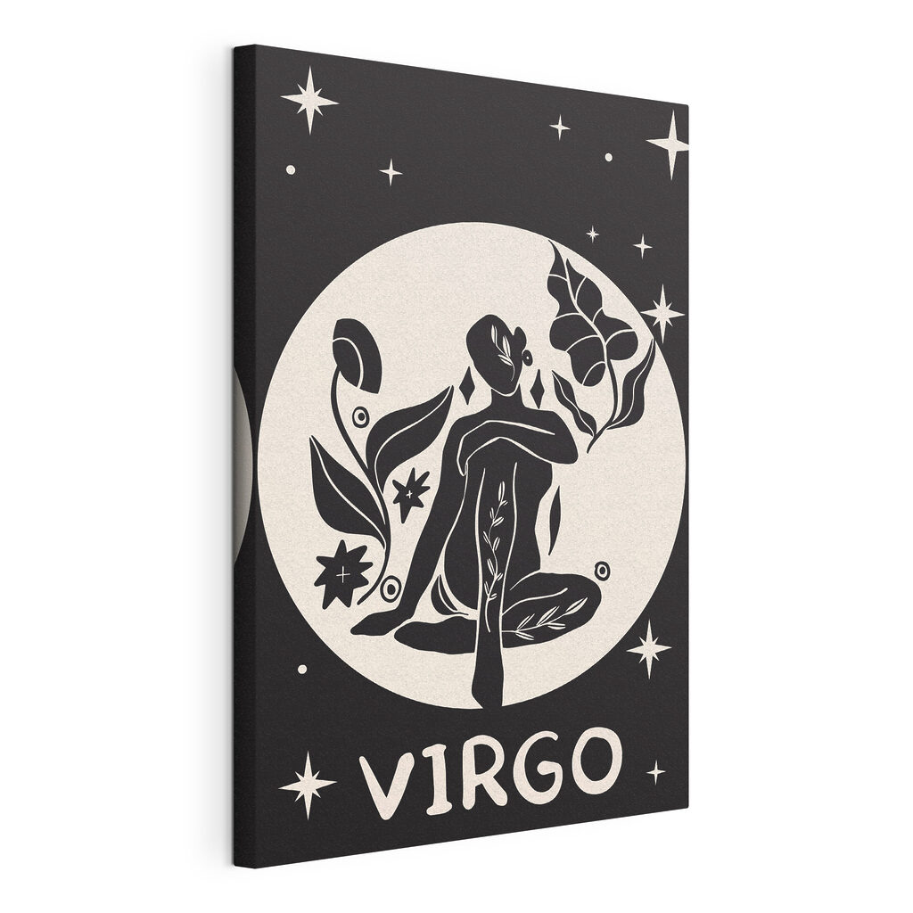 Virgem na noite estrelada, tela esticada e borda contínua