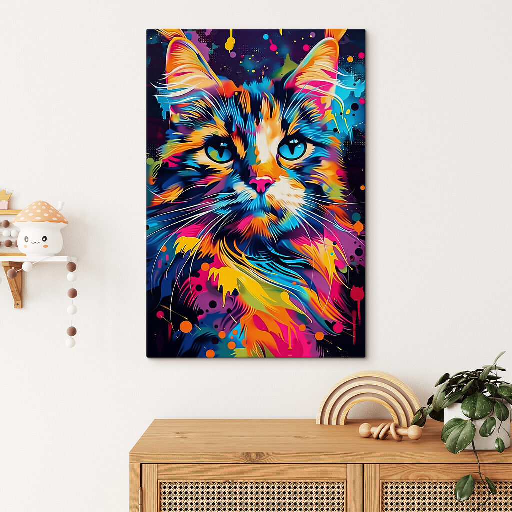 Gato de salpicos coloridos — interior 2